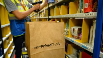 A picture taken on June 9, 2016 shows Amazon warehouse in Paris, part of the new service "Prime Now". - Amazon will launch on June 16, 2016 "Prime Now" its new express delivery service in an hour in Paris and the immediately-surrounding suburbs for all types of goods including food. (Photo by ERIC PIERMONT / AFP)        (Photo credit should read ERIC PIERMONT/AFP via Getty Images)