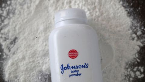 SAN ANSELMO, CALIFORNIA - OCTOBER 18: In this photo illustration, a container of Johnson's baby powder made by Johnson and Johnson sits on a table on October 18, 2019 in San Anselmo, California. Johnson & Johnson, the maker of Johnson's baby powder, announced a voluntary recall of 33,000 bottles of baby powder after federal regulators found trace amounts of asbestos in a single bottle of the product.  (Photo Illustration by Justin Sullivan/Getty Images)