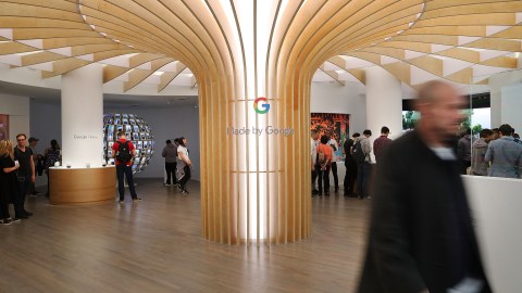 NEW YORK, NY - OCTOBER 20: People visit the new Google pop-up shop in the SoHo neighborhood on October 20, 2016 in New York City. The shop lets people try out new Google products such as the Pixel phone, Google Home, and Daydream VR. The products will be available for purchase offsite at Verizon and Best Buy retail stores. (Photo by Spencer Platt/Getty Images)