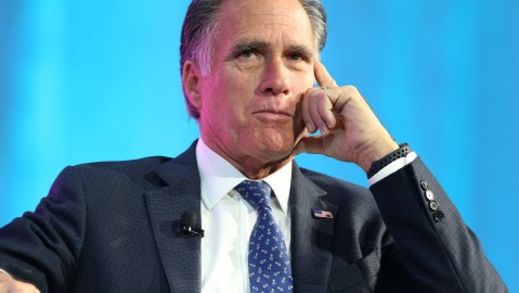 SALT LAKE CITY, UT - JANUARY 19: Former Massachusetts Governor and Republican presidential candidate Mitt Romney is interviewed at the Silicon Slopes Tech Conference on January 19, 2018 in Salt Lake City, Utah. There is a push for Romney to run for the Utah Senate seat being vacated by retiring Senator Orrin Hatch this year. (Photo by George Frey/Getty Images)