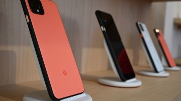 The Google pixel 4 phone is displayed January 8, 2020 at the 2020 Consumer Electronics Show (CES) in Las Vegas, Nevada. (Photo by Robyn Beck / AFP) (Photo by ROBYN BECK/AFP via Getty Images)