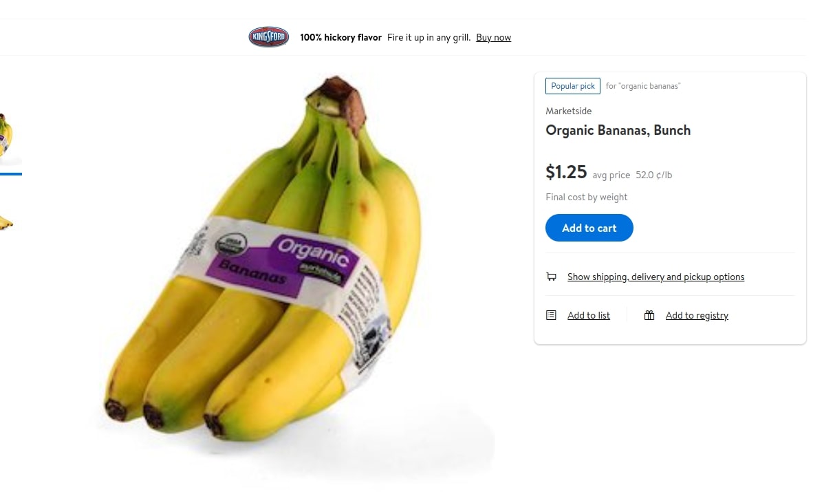Precio del plátano en Walmart