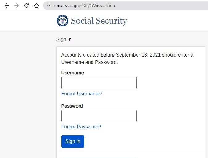 Captura de pantalla de la página oficial de la Administración del Seguro Social
