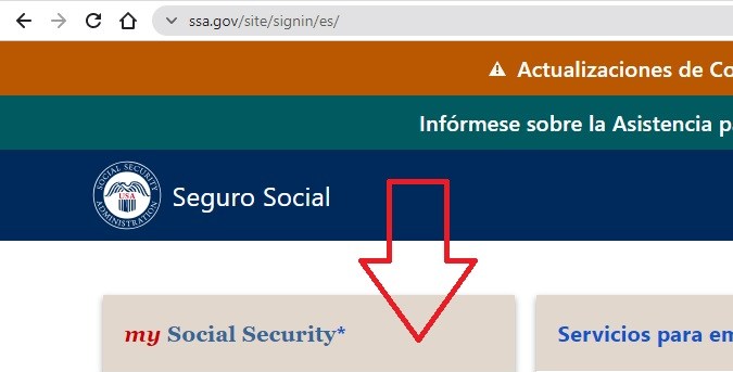 Captura de pantalla de la página oficial de la Administración del Seguro Social