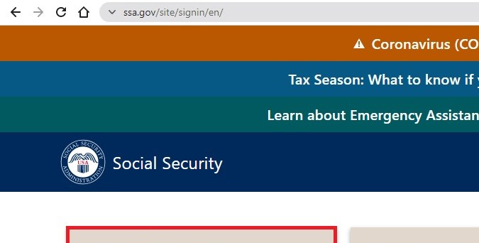 Captura de pantalla de la página oficial de la Administración del Seguro Social