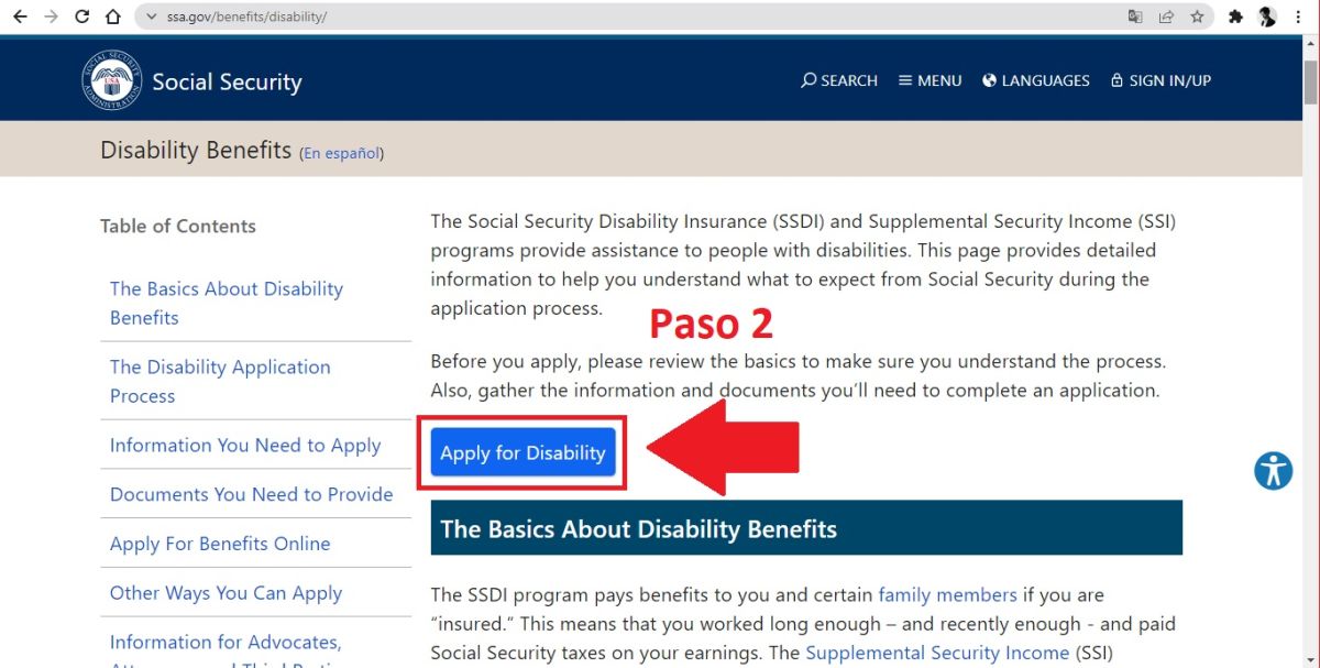 Captura de pantalla de la página oficial de la Administración del Seguro Social.