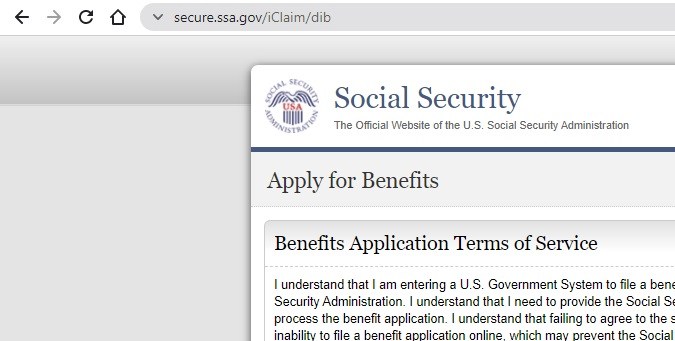 Captura de pantalla de la página oficial de la Administración del Seguro Social.
