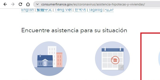 Captura de el sitio web oficial de la Oficina para la Protección Financiera del Consumidor de Estados Unidos.