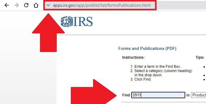 Captura de pantalla de la página web oficial del Servicio de Impuestos Internos de Estados Unidos (IRS).