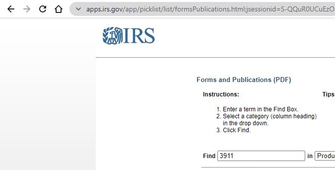 Captura de pantalla de la página web oficial del Servicio de Impuestos Internos de Estados Unidos (IRS).