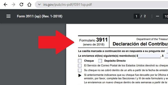 Captura de pantalla de la página web oficial del Servicio de Impuestos Internos de Estados Unidos (IRS).