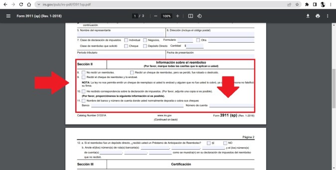Captura de pantalla de la página web oficial del Servicio de Impuestos Internos de Estados Unidos (IRS).