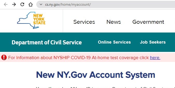 Captura de pantalla de la página de postulaciones a empleos estatales del gobierno de Nueva York