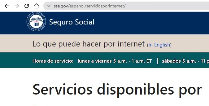 Captura de la página oficial de la Administración del Seguro Social (SSA).
