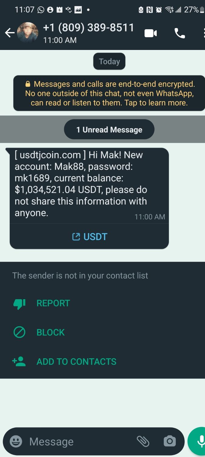 Estafa USDT Whatsapp