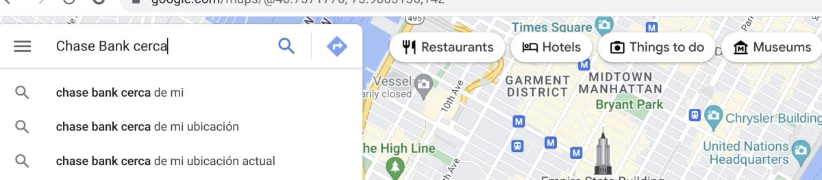 Chase Bank cerca de mí en Google Maps