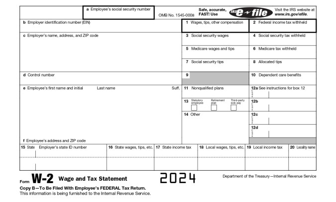 Formulario W-2 del IRS.