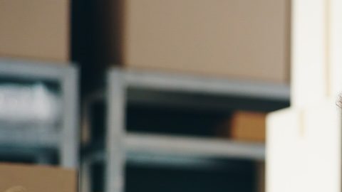 Mujer usa su tarjeta de crédito comercial para su pequeña empresa.