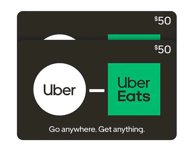 Tarjetas de regalo de Uber/Uber Eats.