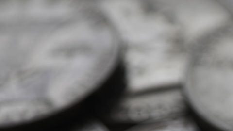 Medio dólar americano antiguo de plata Benjamin Franklin.