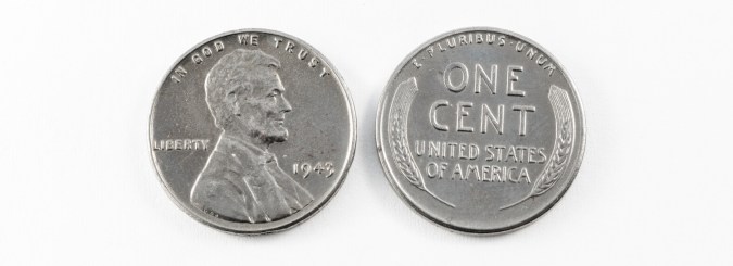 Un centavo de dólar de acero de 1943.