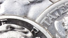 Moneda de 10 centavos de dólar, también conocida como 'Mercury Dime'.