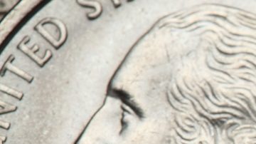 Monedas de Estados Unidos. George Washington representado en la moneda de veinticinco centavos de Estados Unidos.