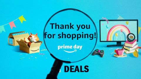 Página de agradecimiento por Prime Day de Amazon bajo lupa.