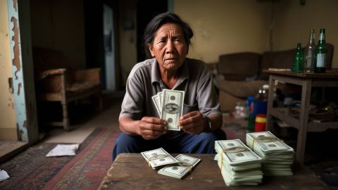 Mujer recibe dinero en EEUU