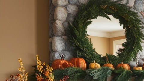 Sala recién decorada con motivos otoñales.