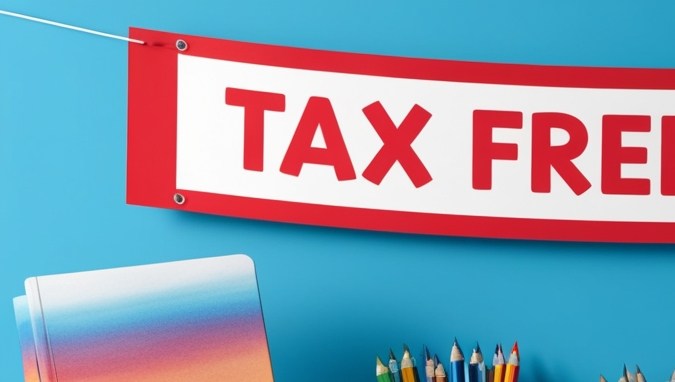 Imagen de artículos escolares comprados durante los días sin impuestos en EE.UU.