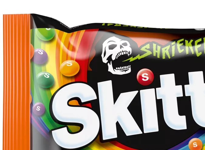 SKITTLES Shriekers Halloween Sour Candy Fun Size Bag.