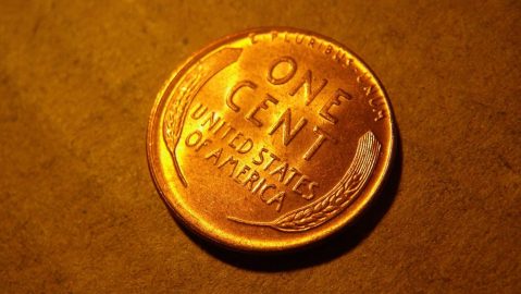 Moneda de un centavo de trigo de época americana.
