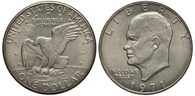 Moneda de un dólar de los Estados Unidos de 1971.