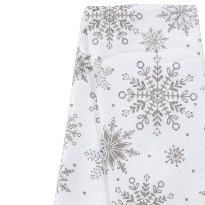 Toallas de cocina con copos de nieve.