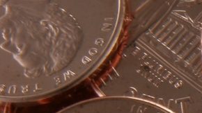 Primer plano de un centavo de Estados Unidos.