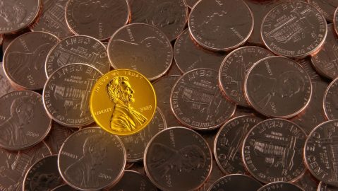 Primer plano de un centavo de Estados Unidos.