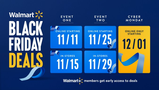 Fechas de las ventas especiales antes, durante y después de Black Friday en Walmart.