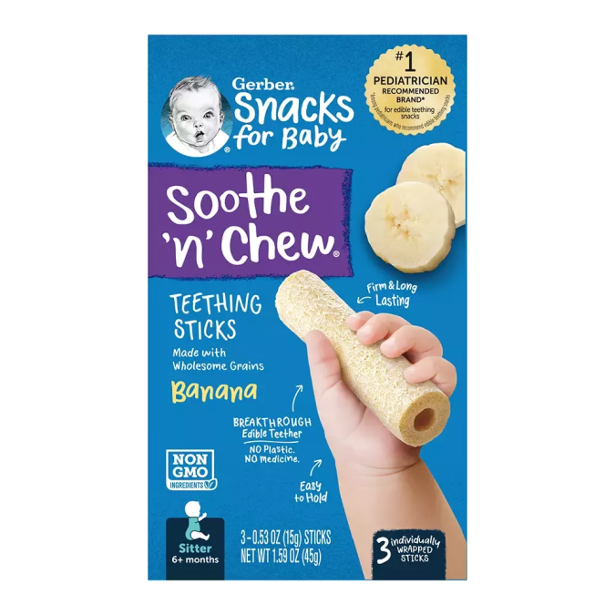 Los Gerber® Soothe N Chew® Teething Sticks - 45 g (banana) son uno de los productos que están siendo retirados del mercado.