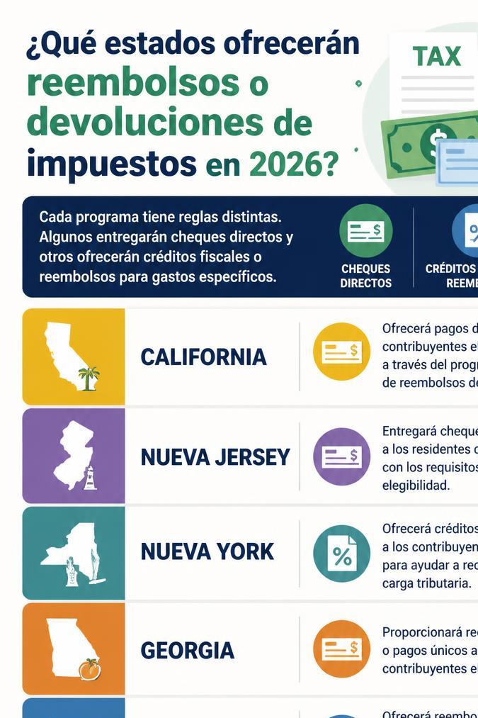 Estados que ofrecerán reembolsos de impuestos