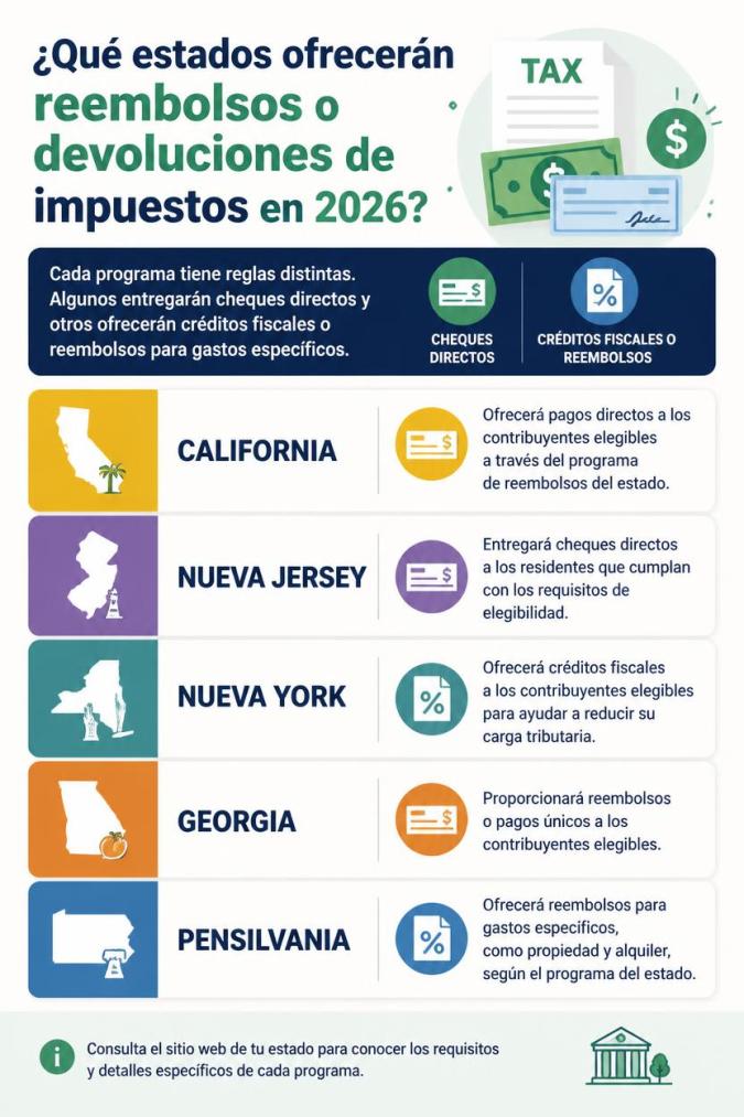 Estados que ofrecerán reembolsos de impuestos