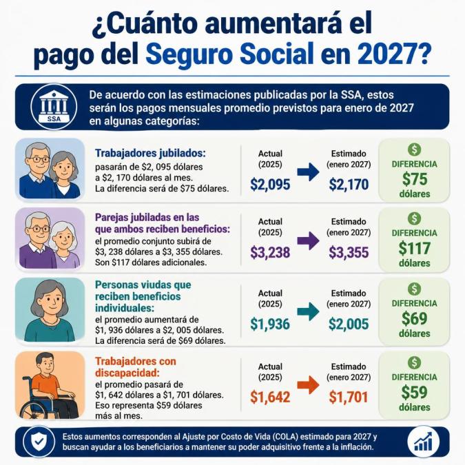 Infografía de aumento del Seguro Social